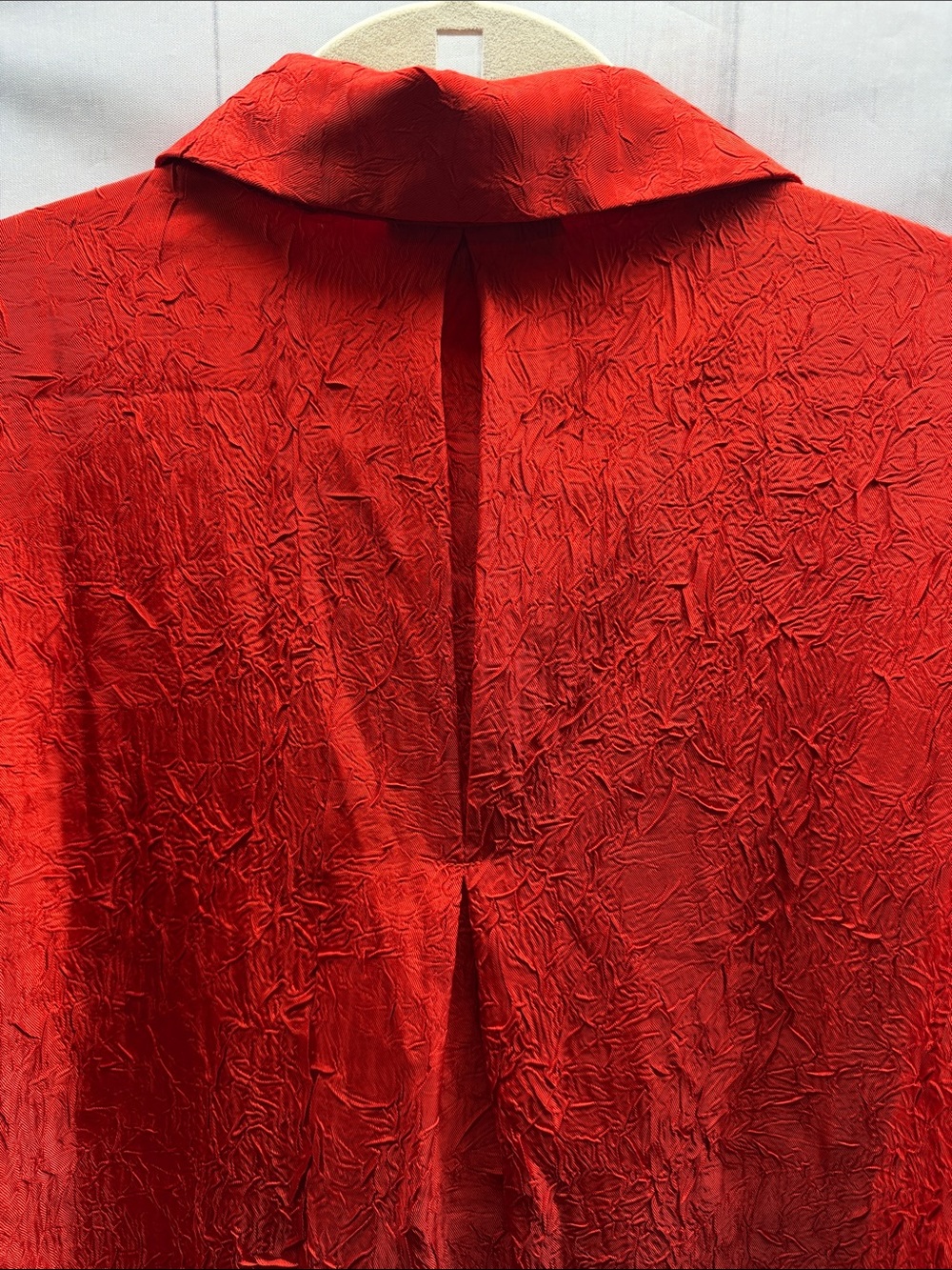 House of Harlow 1960 Vibrant Red Crinkle Textured Long Sleeve Button Down Shirt - Picture 5 of 7